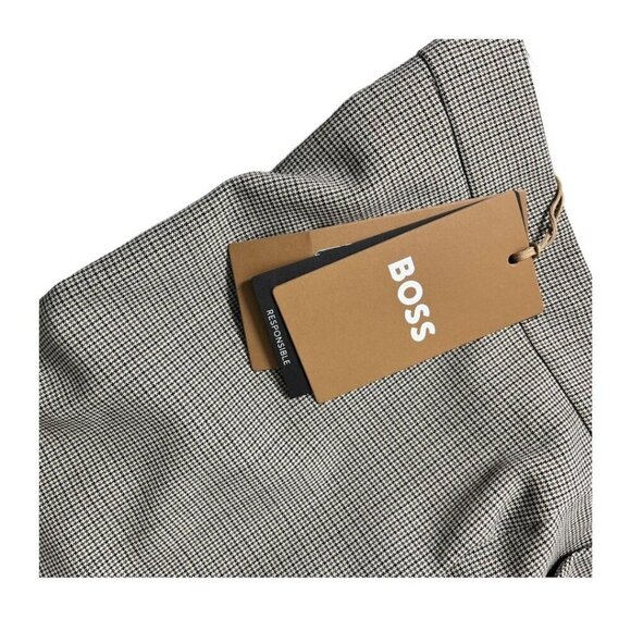 Hugo Boss Womens Brown Houndstooth Virgin Wool Tailored Suit Trousers Sz 8 New - Picture 4 of 13